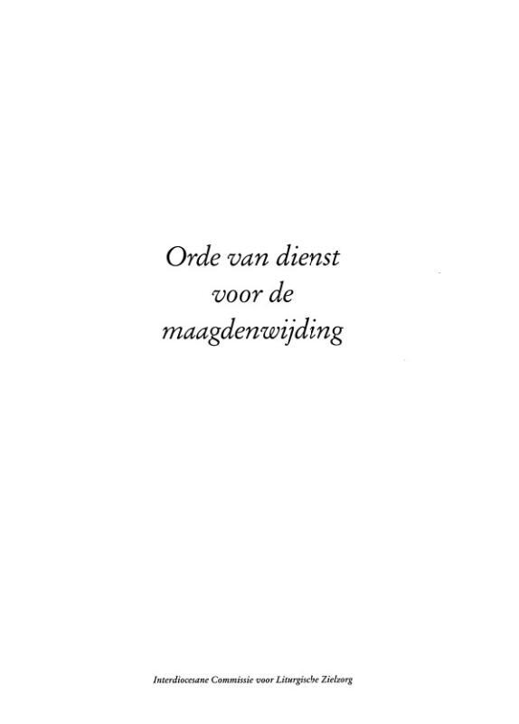 Omslag van boek: Orde van dienst voor de maagdenwijding